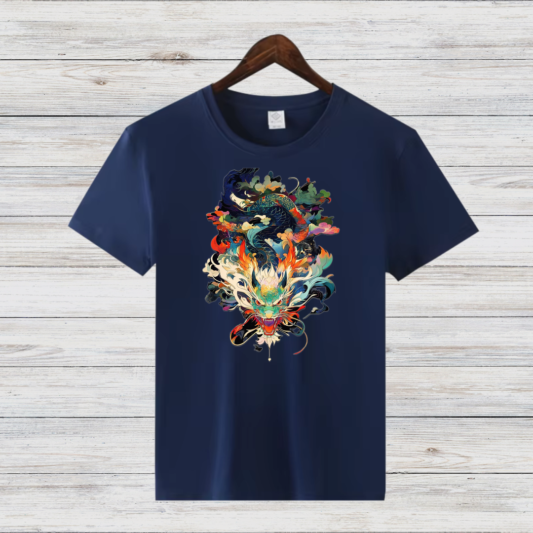 Mystischer Drache | Asiatisches Kunst T-Shirt | Stylisches Drachenmotiv | Baumwollshirt für Fantasy-Fans