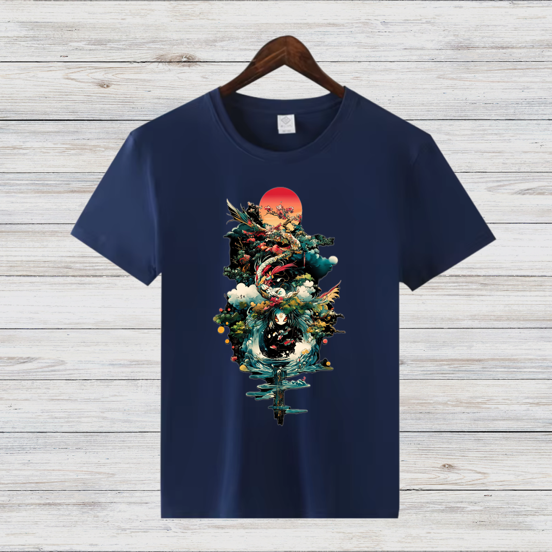 Mystischer Drache | Japanisches Kunst T-Shirt | Asiatisches Design | Fantasy Shirt für Stilbewusste