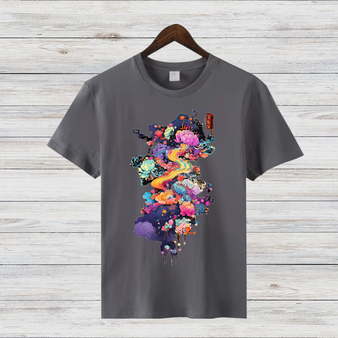 Magisches Kunst T-Shirt | Künstlerisches Design | Farbenfrohe Mode | Baumwollshirt für kreative Styles