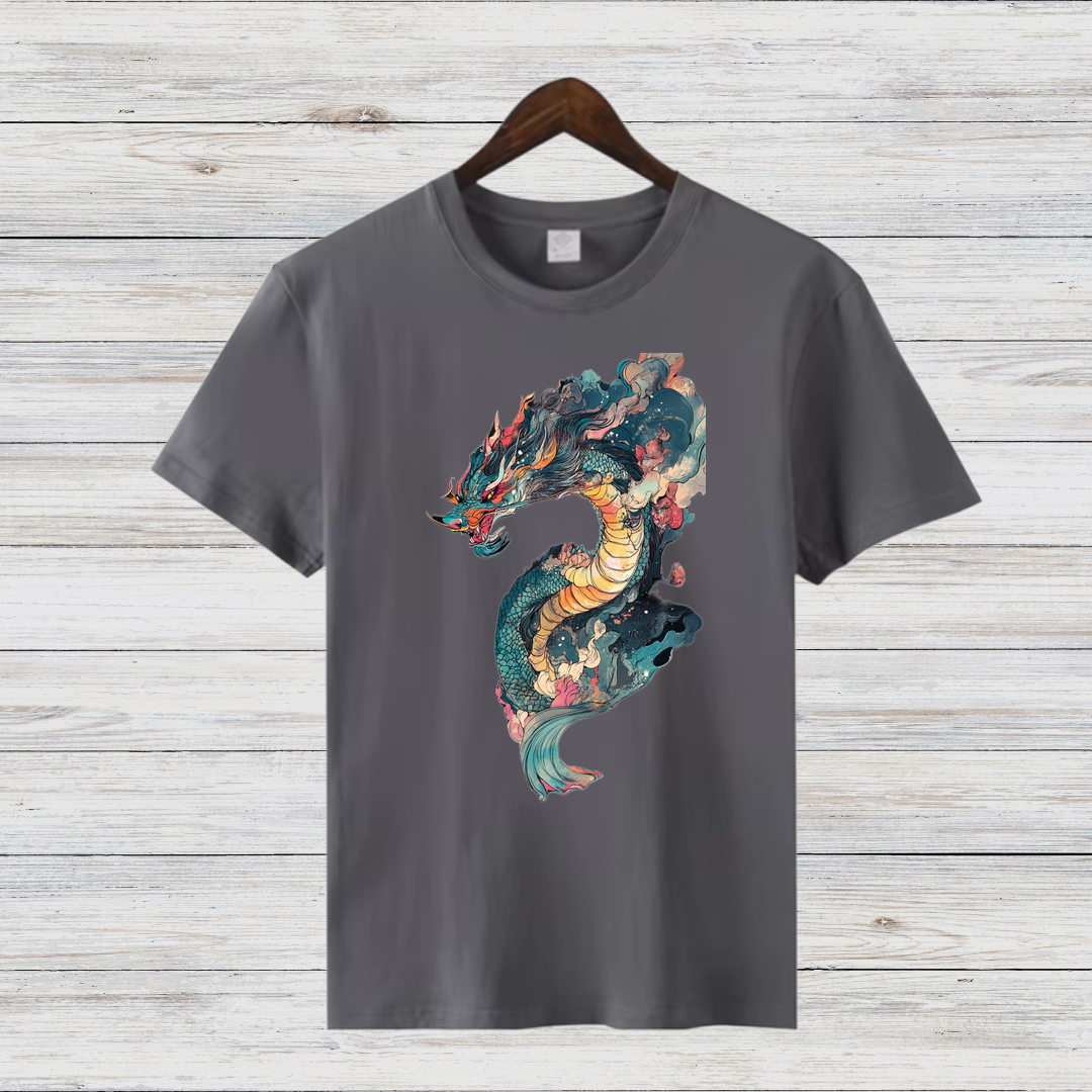 Mystischer Drache | Asiatisches Drachen T-Shirt | Fantasy Shirt für Wintertage | Baumwollshirt mit Drachenmotiv