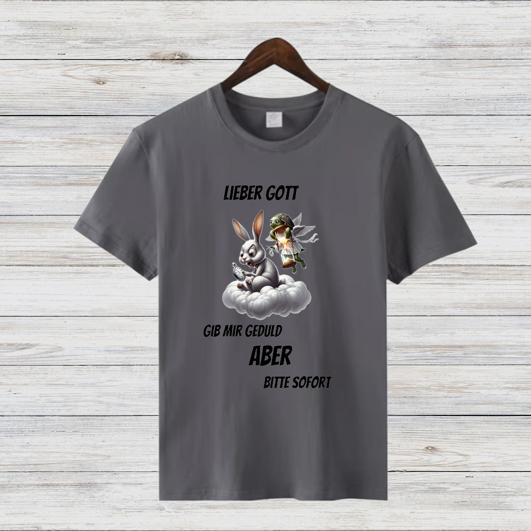 Lieber Gott Geduld Shirt | Lustiges Motiv T-Shirt | Humorvolles Design für den Winter | Statement Shirt für Frauen