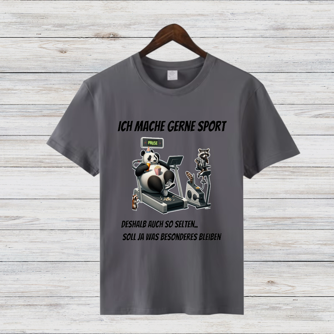 Ich mache gerne Sport | Lustiges Panda Shirt | Humorvolles Motiv für Sportmuffel | Statement-Shirt für Damen