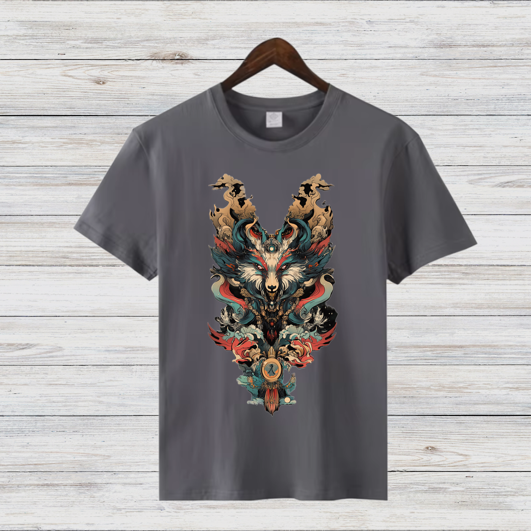 Mystischer Wolf | Fantasy T-Shirt | Kunstvolles Winterdesign | Mystik & Natur | Shirt für Männer