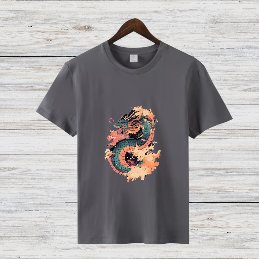 Mystischer Drache | Asiatisches Drachen T-Shirt | Winter Streetwear | Stilvolles Baumwollshirt für Dragon Fans
