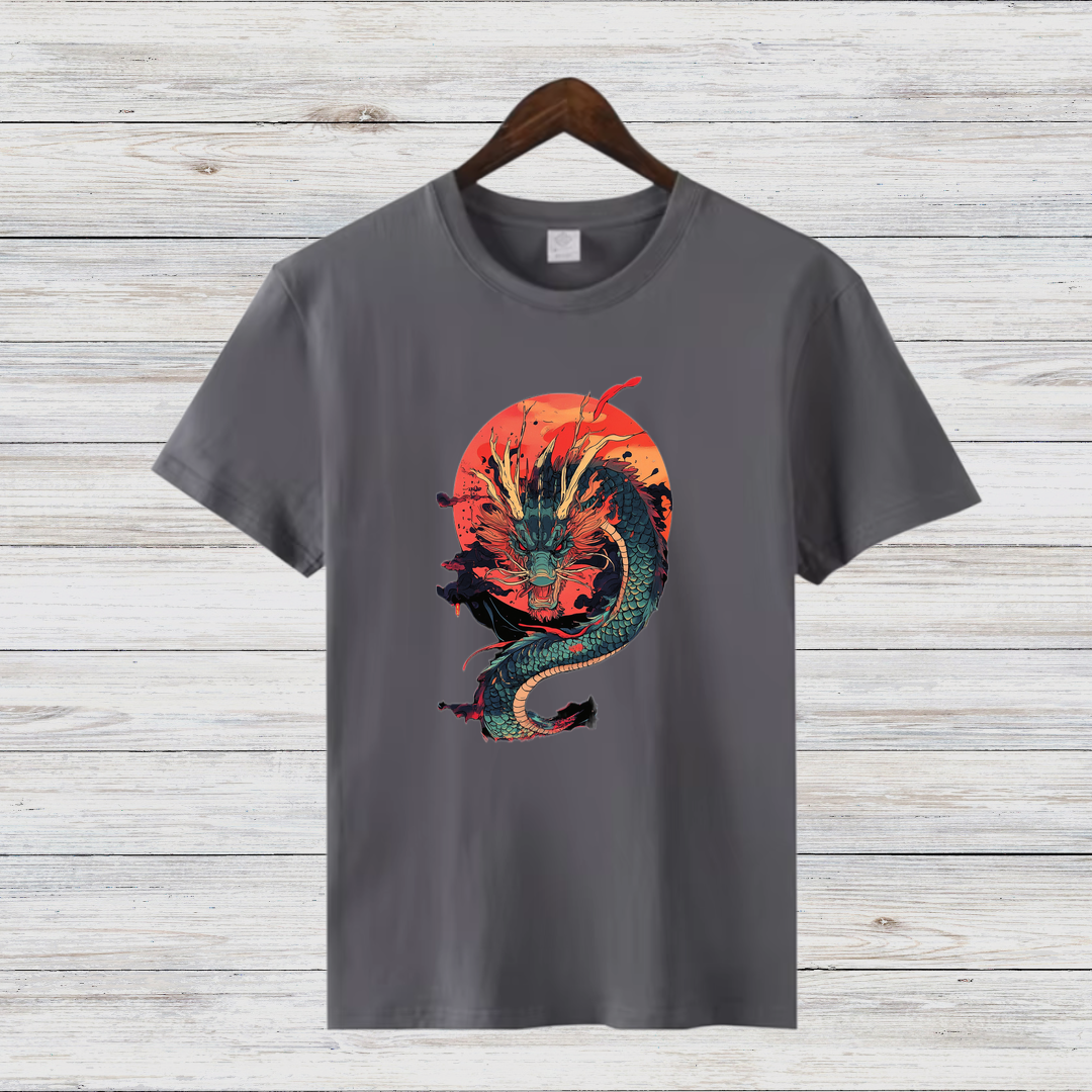 Mystischer Drache | Asiatisches Drachen T-Shirt | Kunstvolles Fantasy Design | Stilvolles Shirt für Wintertage