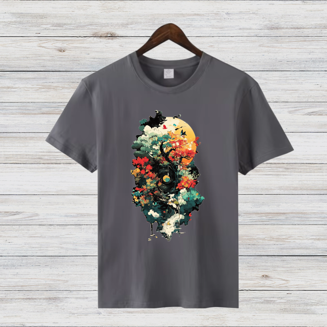 Mystischer Wald | Künstlerisches Natur T-Shirt | Fantasievolles Design | Baumwollshirt für Naturliebhaber