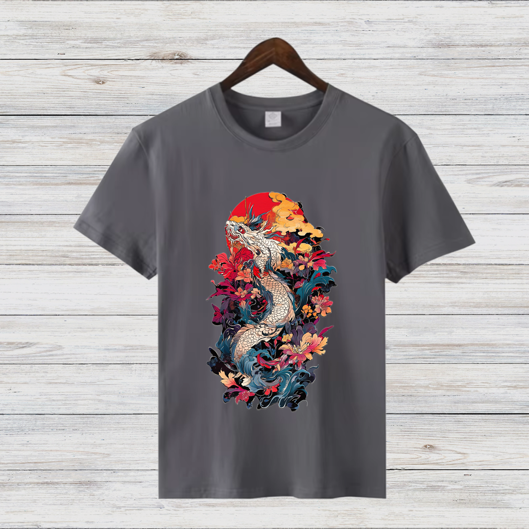 Mystischer Drache | Japanisches Kunst T-Shirt | Asiatisches Design Shirt | Cooles Statement Shirt für Winter | Streetwear für Männer