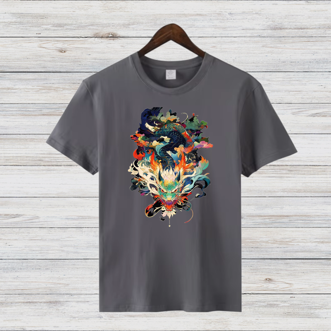 Mystischer Drache | Asiatisches Kunst T-Shirt | Stylisches Drachenmotiv | Baumwollshirt für Fantasy-Fans