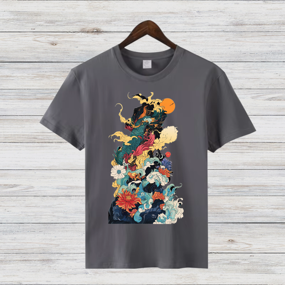 Mystisches Kunst-Shirt | Japanisches Wellen-Design | Stilvolles Winter T-Shirt | Fashion-Statement für Kreative