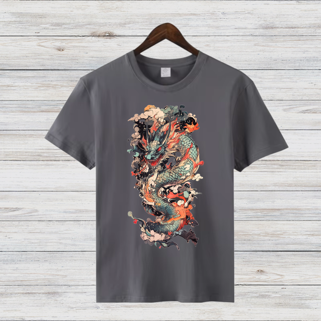 Mystischer Drache | Asiatisches Drachen T-Shirt | Kunstvolles Fantasy Shirt | Stilvolles Geschenk für Drachenfans