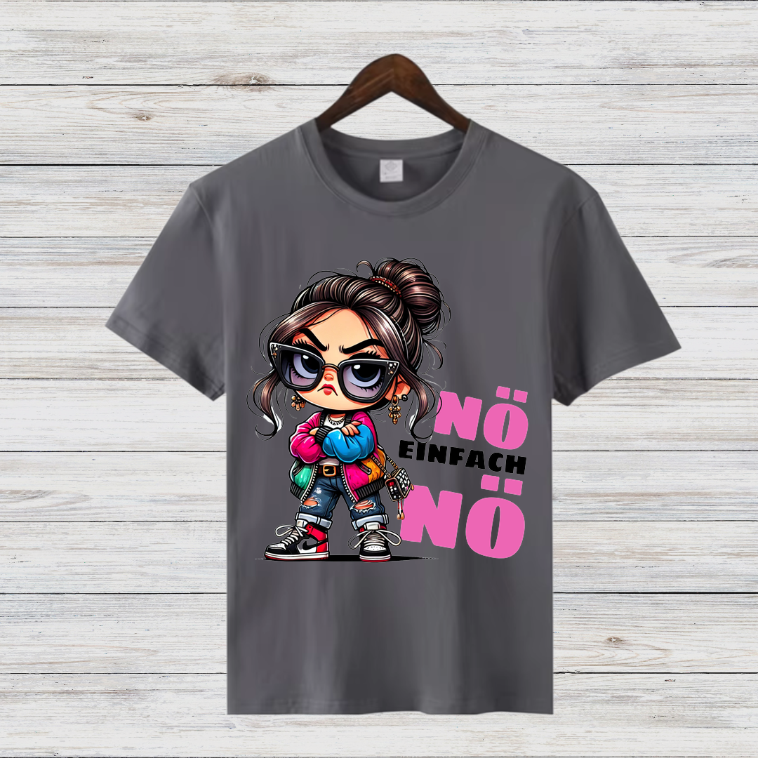 Nö Einfach Nö Shirt | Lustiges Statement Shirt | Freches Cartoon Design | Cooles T-Shirt für Damen