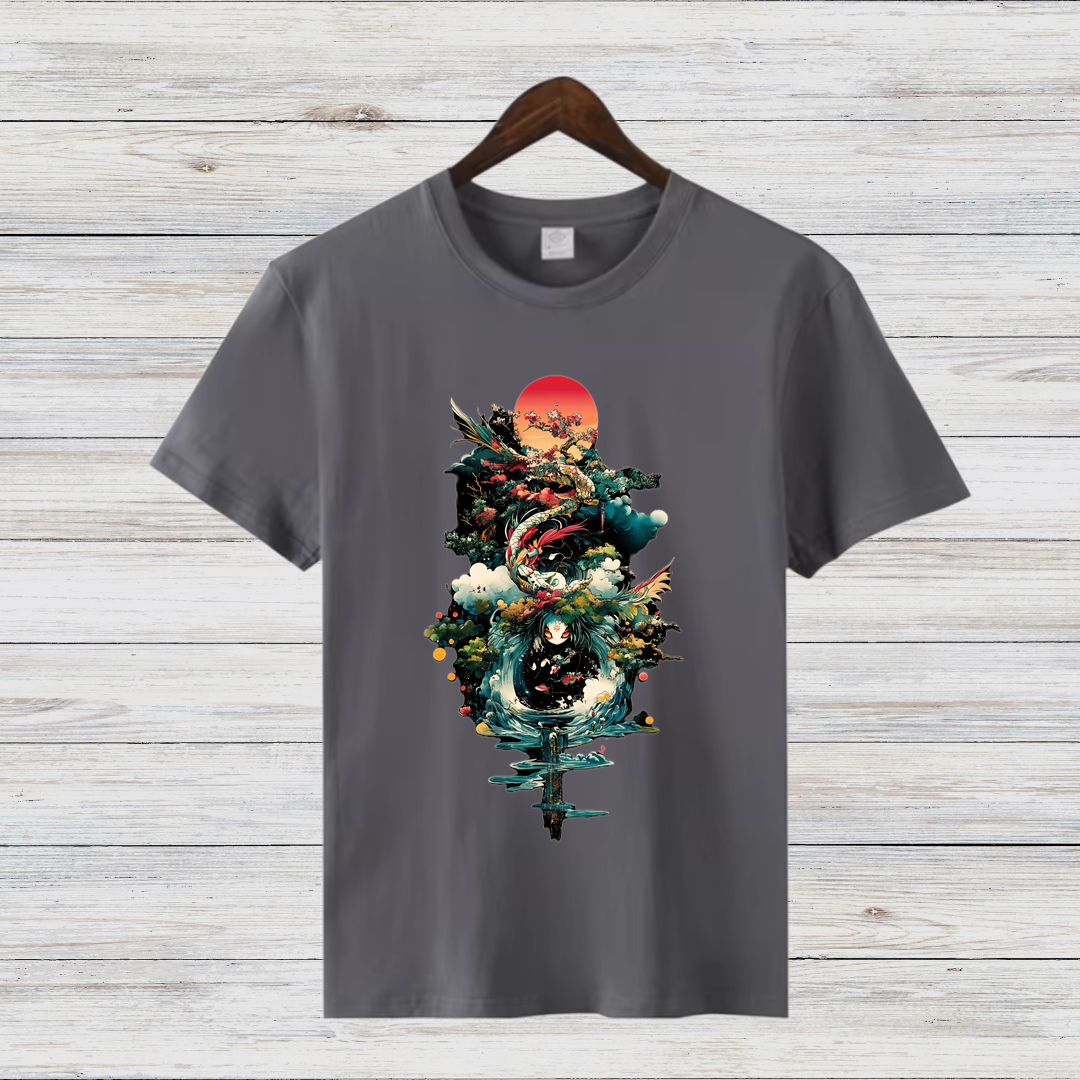 Mystischer Drache | Japanisches Kunst T-Shirt | Asiatisches Design | Fantasy Shirt für Stilbewusste