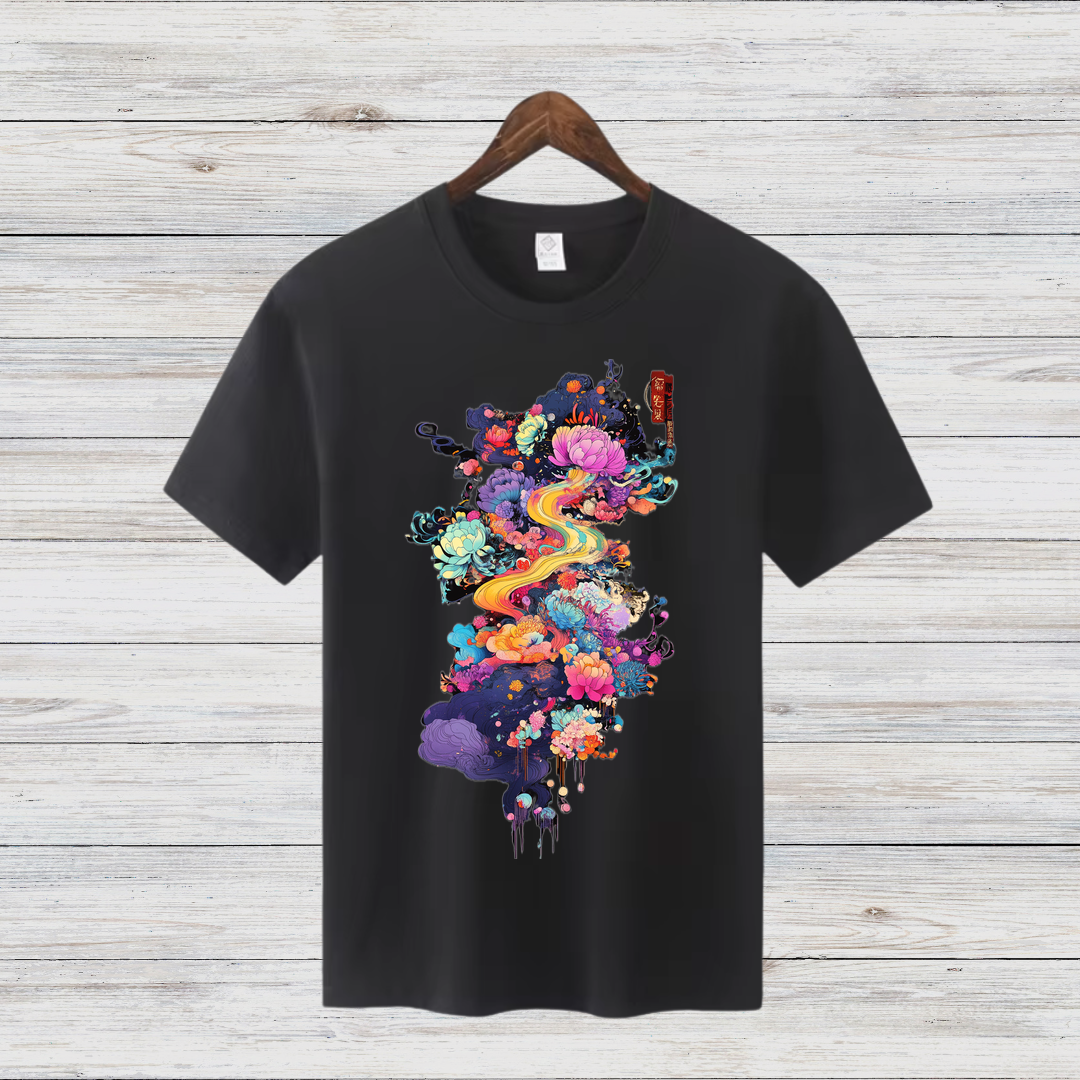 Magisches Kunst T-Shirt | Künstlerisches Design | Farbenfrohe Mode | Baumwollshirt für kreative Styles