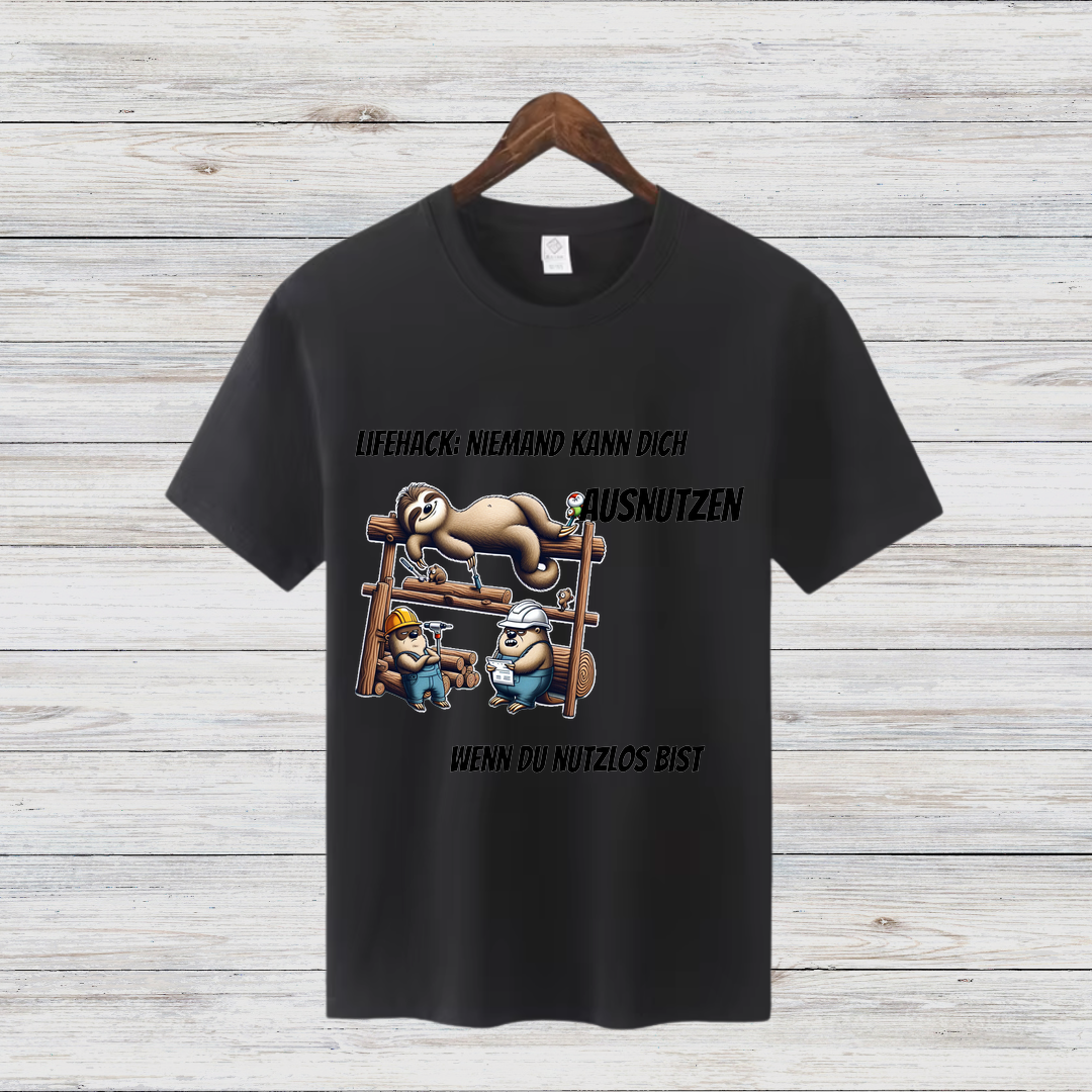 Lifehack Faultier-Shirt | Lustiges Statement-Shirt | Humorvolles Design für den Alltag | Perfekt für den Winter