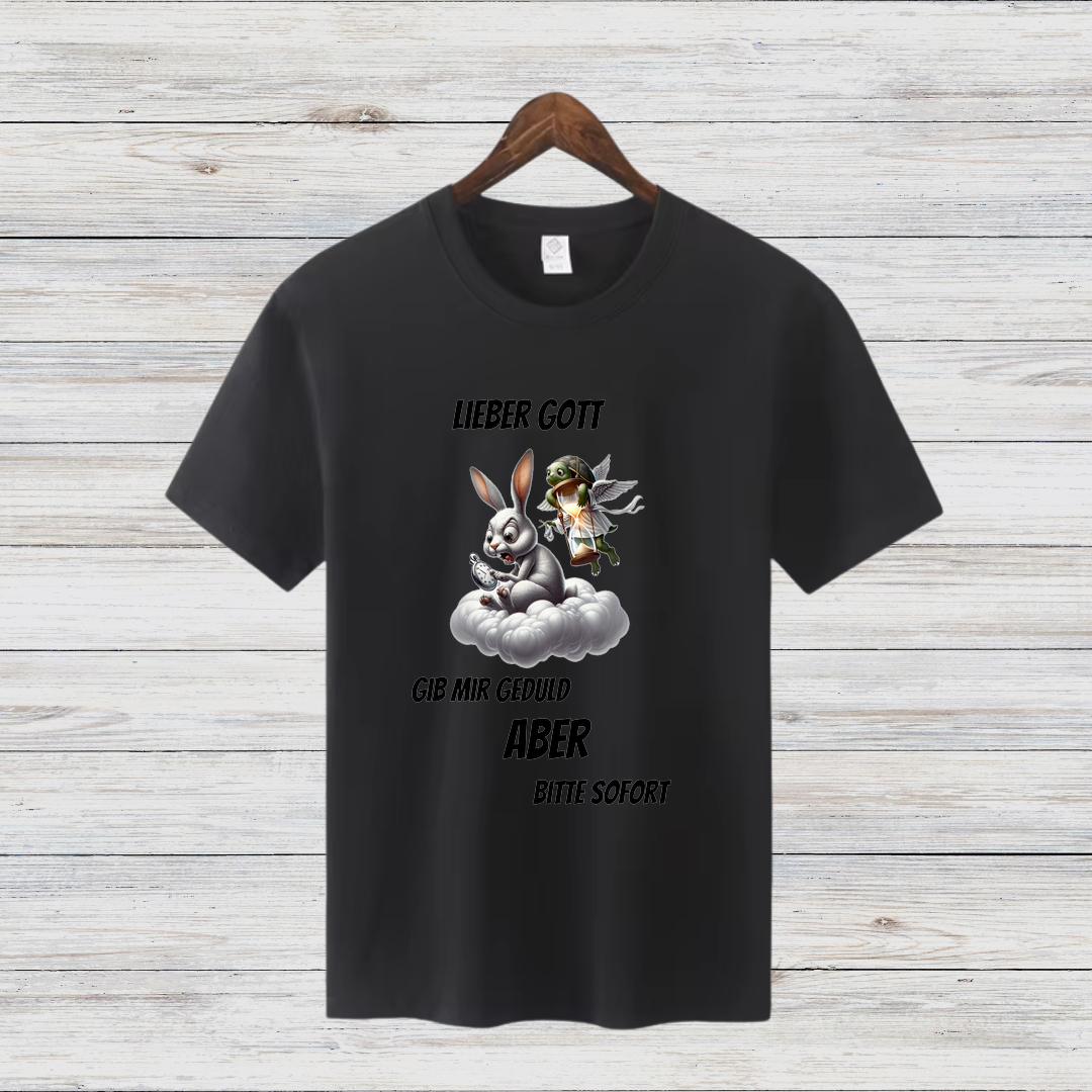 Lieber Gott Geduld Shirt | Lustiges Motiv T-Shirt | Humorvolles Design für den Winter | Statement Shirt für Frauen