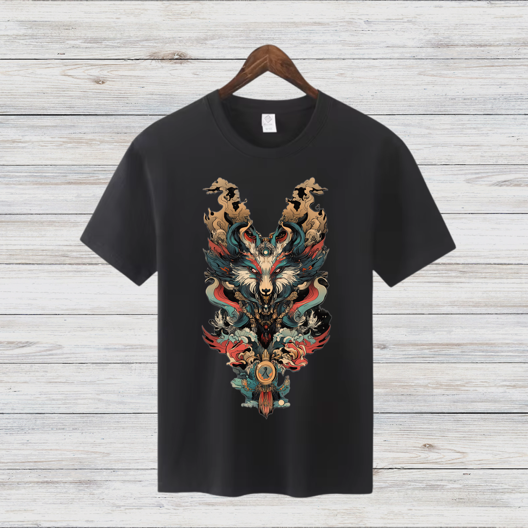 Mystischer Wolf | Fantasy T-Shirt | Kunstvolles Winterdesign | Mystik & Natur | Shirt für Männer