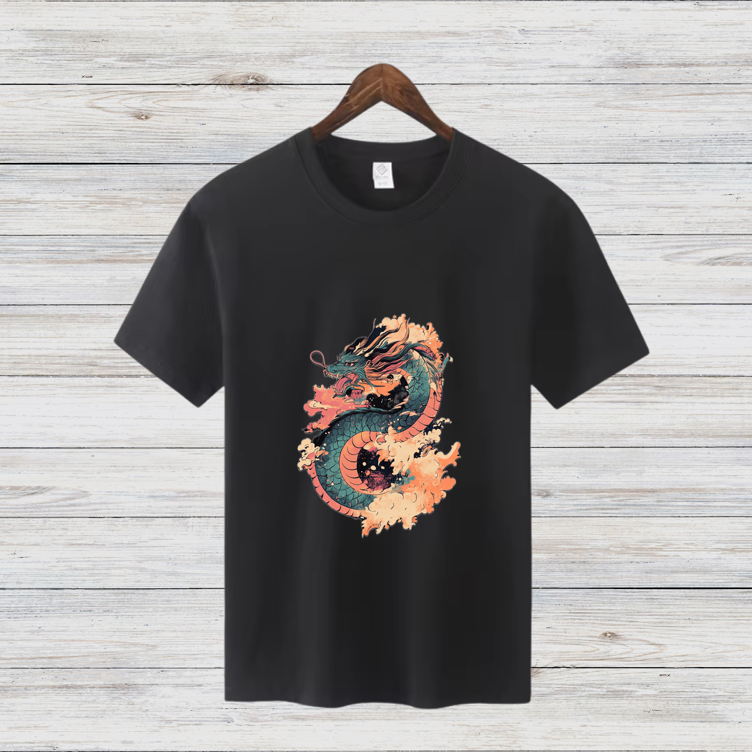 Mystischer Drache | Asiatisches Drachen T-Shirt | Winter Streetwear | Stilvolles Baumwollshirt für Dragon Fans