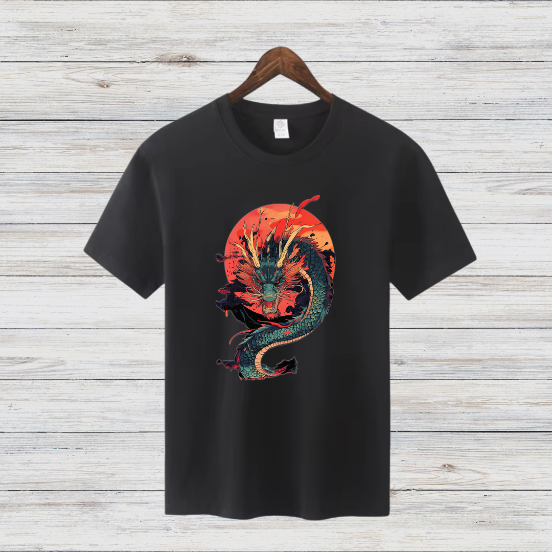 Mystischer Drache | Asiatisches Drachen T-Shirt | Kunstvolles Fantasy Design | Stilvolles Shirt für Wintertage
