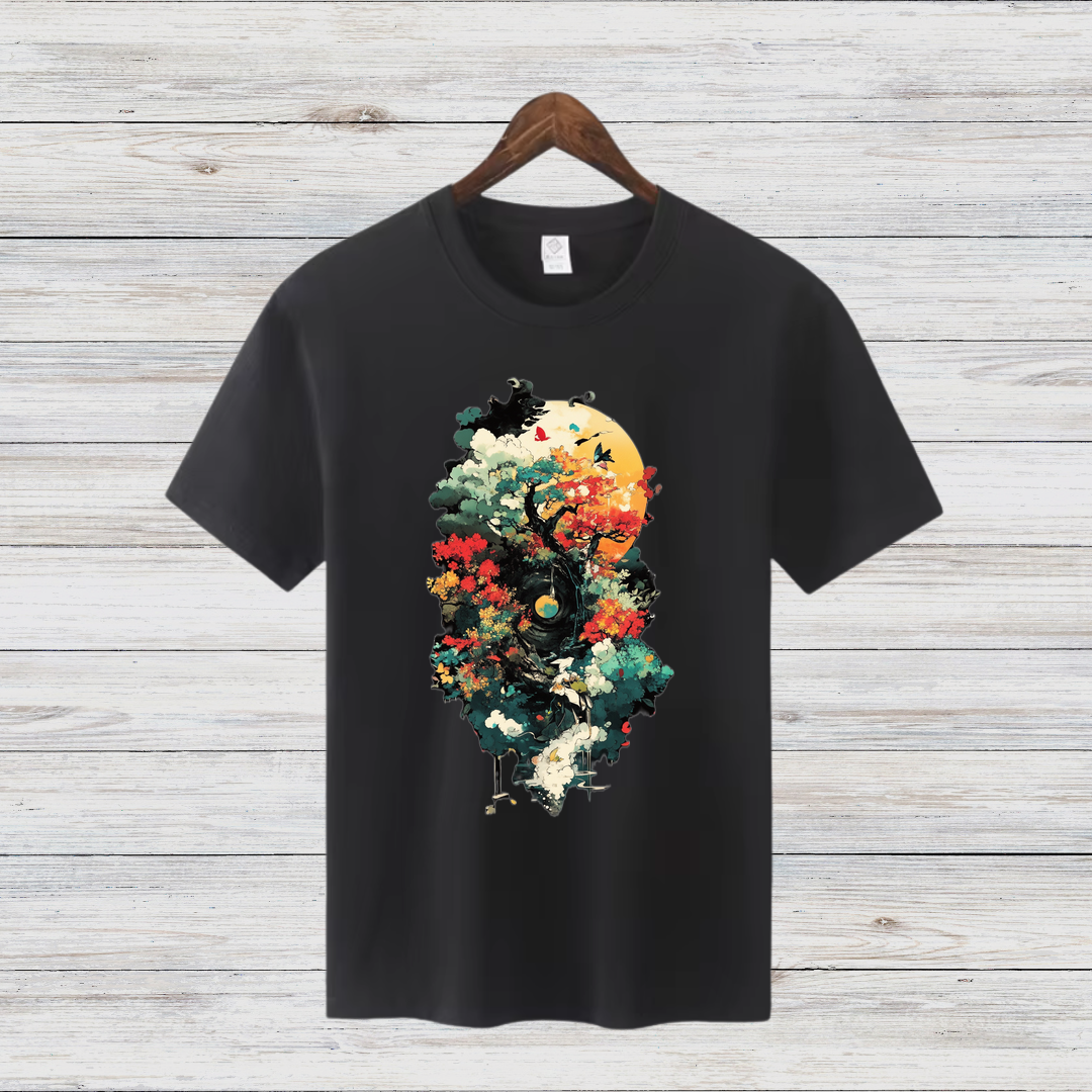Mystischer Wald | Künstlerisches Natur T-Shirt | Fantasievolles Design | Baumwollshirt für Naturliebhaber