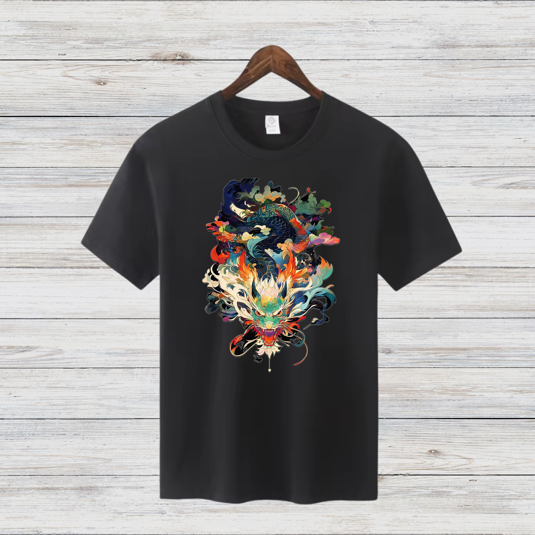 Mystischer Drache | Asiatisches Kunst T-Shirt | Stylisches Drachenmotiv | Baumwollshirt für Fantasy-Fans