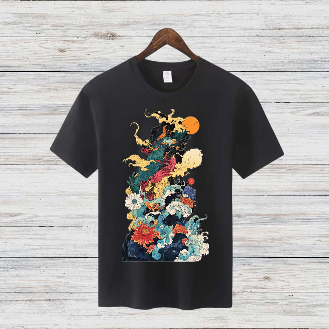 Mystisches Kunst-Shirt | Japanisches Wellen-Design | Stilvolles Winter T-Shirt | Fashion-Statement für Kreative