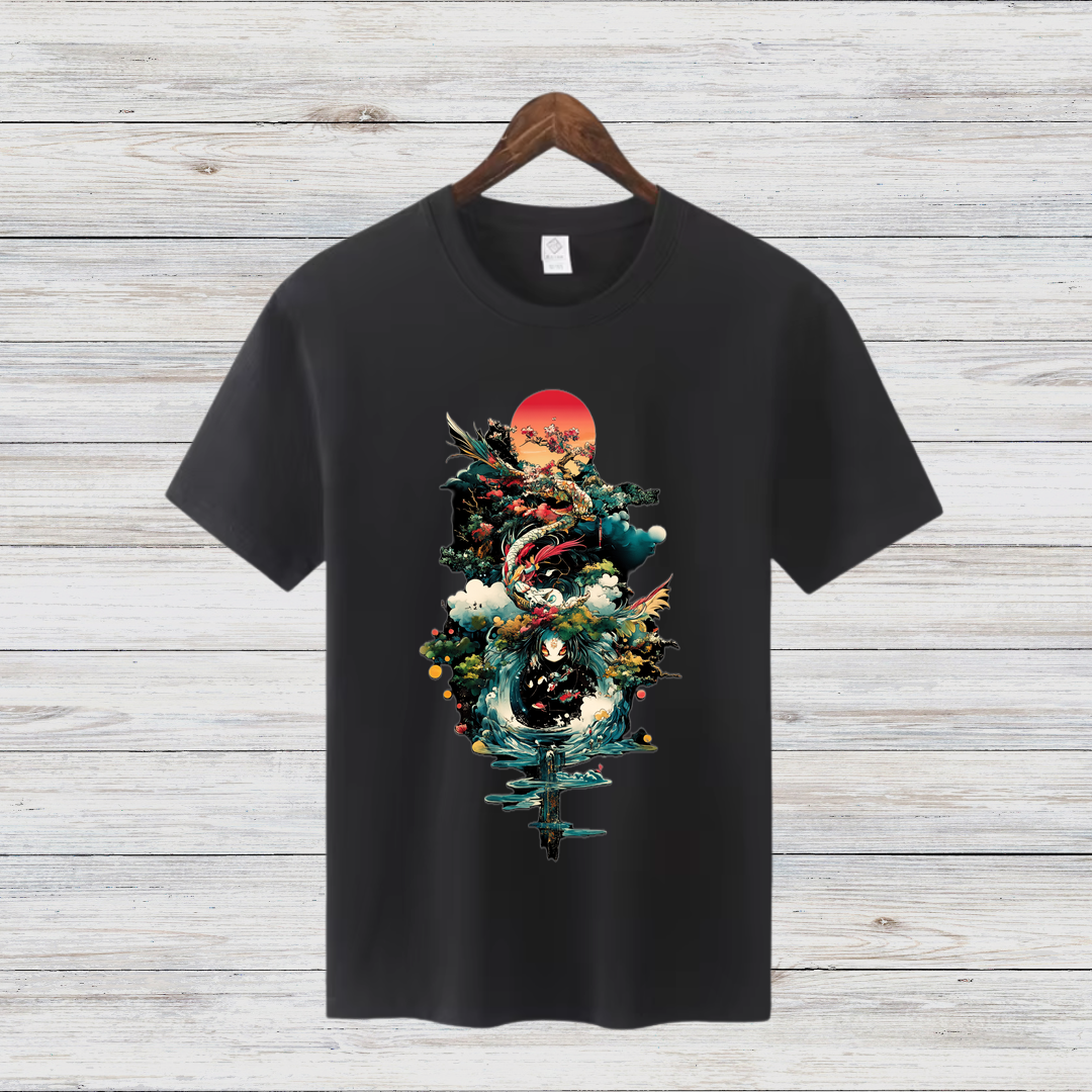 Mystischer Drache | Japanisches Kunst T-Shirt | Asiatisches Design | Fantasy Shirt für Stilbewusste