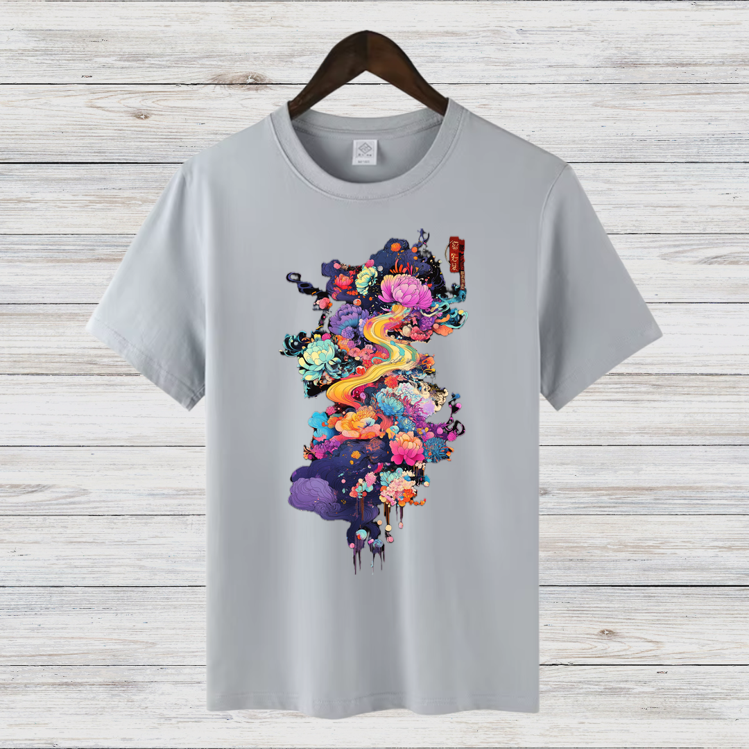 Magisches Kunst T-Shirt | Künstlerisches Design | Farbenfrohe Mode | Baumwollshirt für kreative Styles