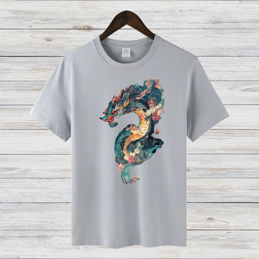Mystischer Drache | Asiatisches Drachen T-Shirt | Fantasy Shirt für Wintertage | Baumwollshirt mit Drachenmotiv