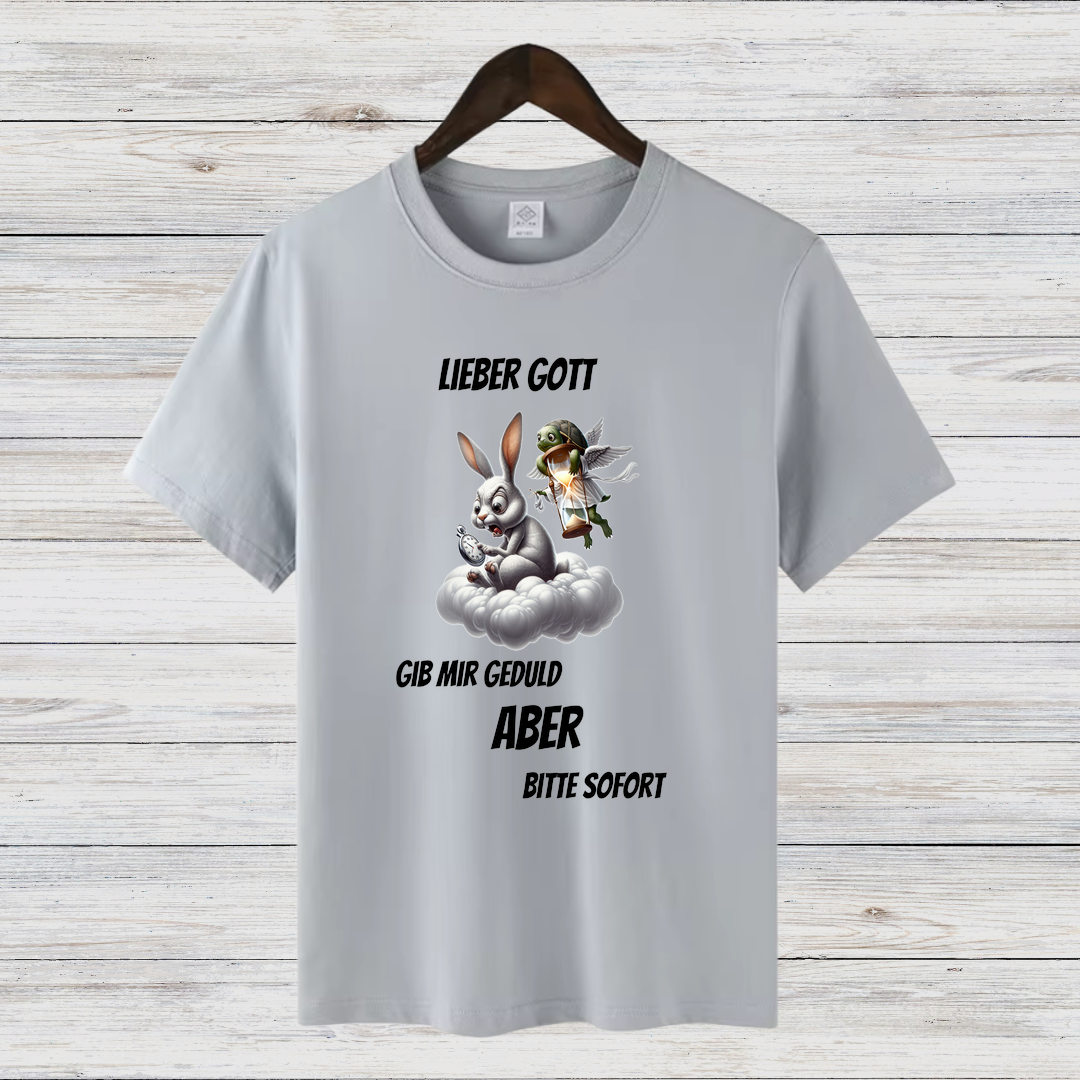 Lieber Gott Geduld Shirt | Lustiges Motiv T-Shirt | Humorvolles Design für den Winter | Statement Shirt für Frauen