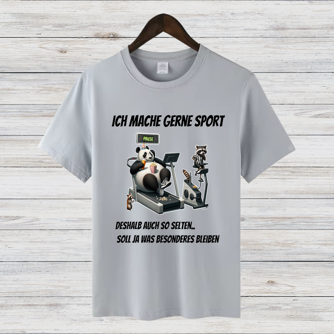 Ich mache gerne Sport | Lustiges Panda Shirt | Humorvolles Motiv für Sportmuffel | Statement-Shirt für Damen