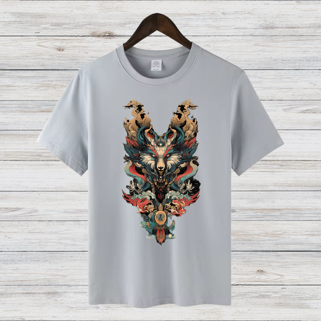 Mystischer Wolf | Fantasy T-Shirt | Kunstvolles Winterdesign | Mystik & Natur | Shirt für Männer
