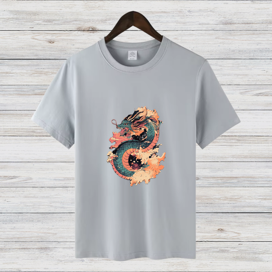 Mystischer Drache | Asiatisches Drachen T-Shirt | Winter Streetwear | Stilvolles Baumwollshirt für Dragon Fans