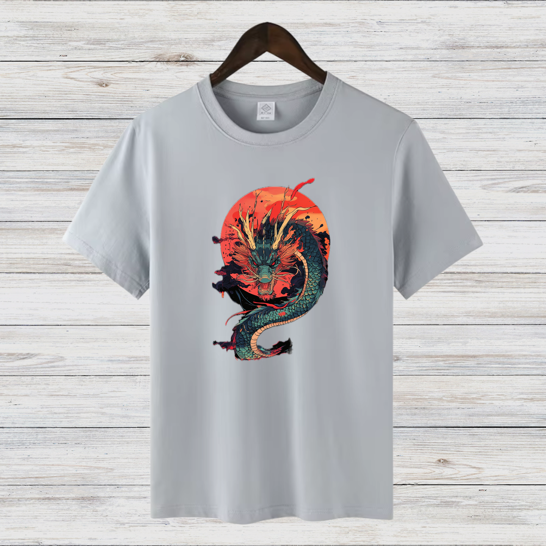 Mystischer Drache | Asiatisches Drachen T-Shirt | Kunstvolles Fantasy Design | Stilvolles Shirt für Wintertage