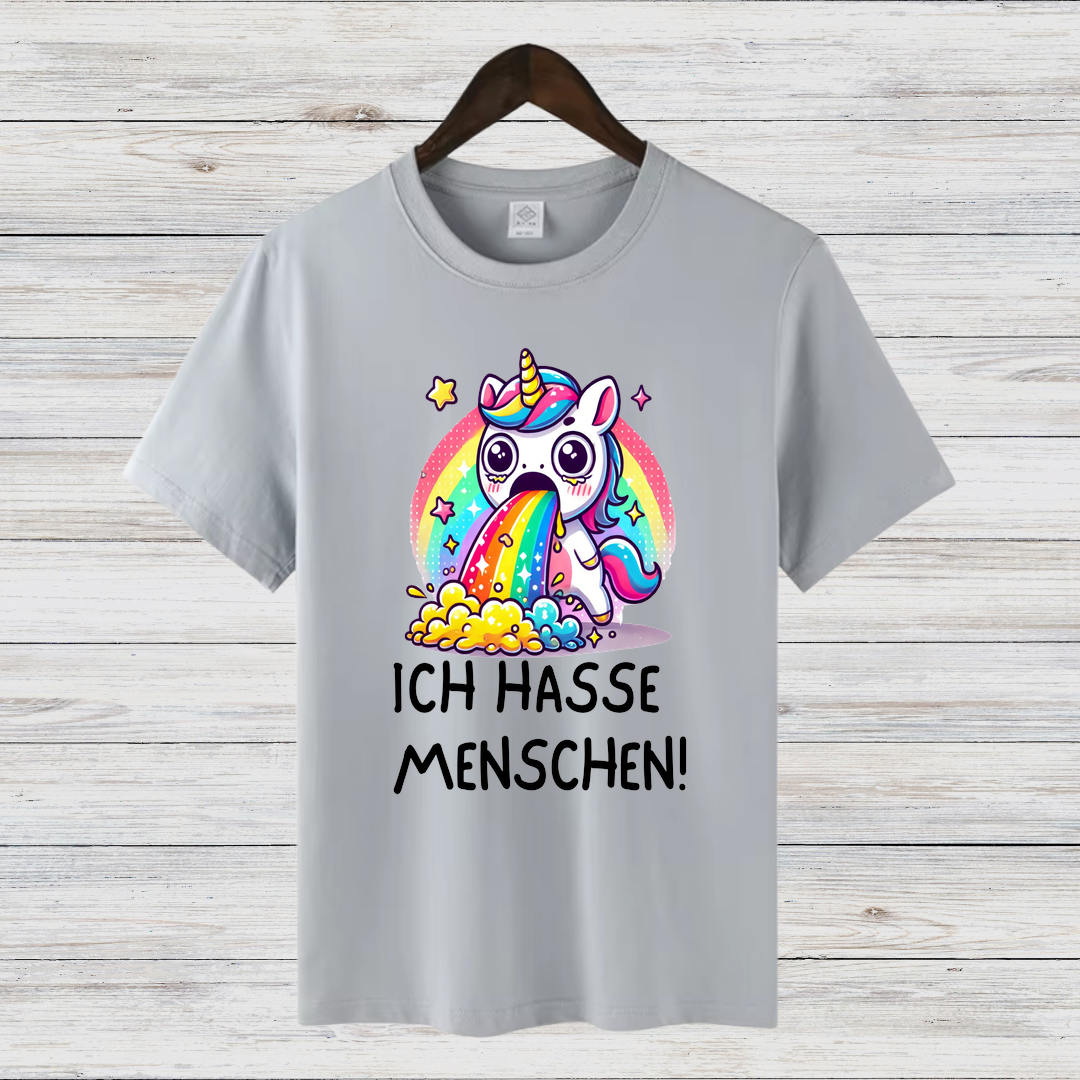 Lustiges Einhorn Shirt | Sarkastisches Anti-Menschen Design | Regenbogen-Kotzendes Einhorn | Statement Shirt für Individualisten