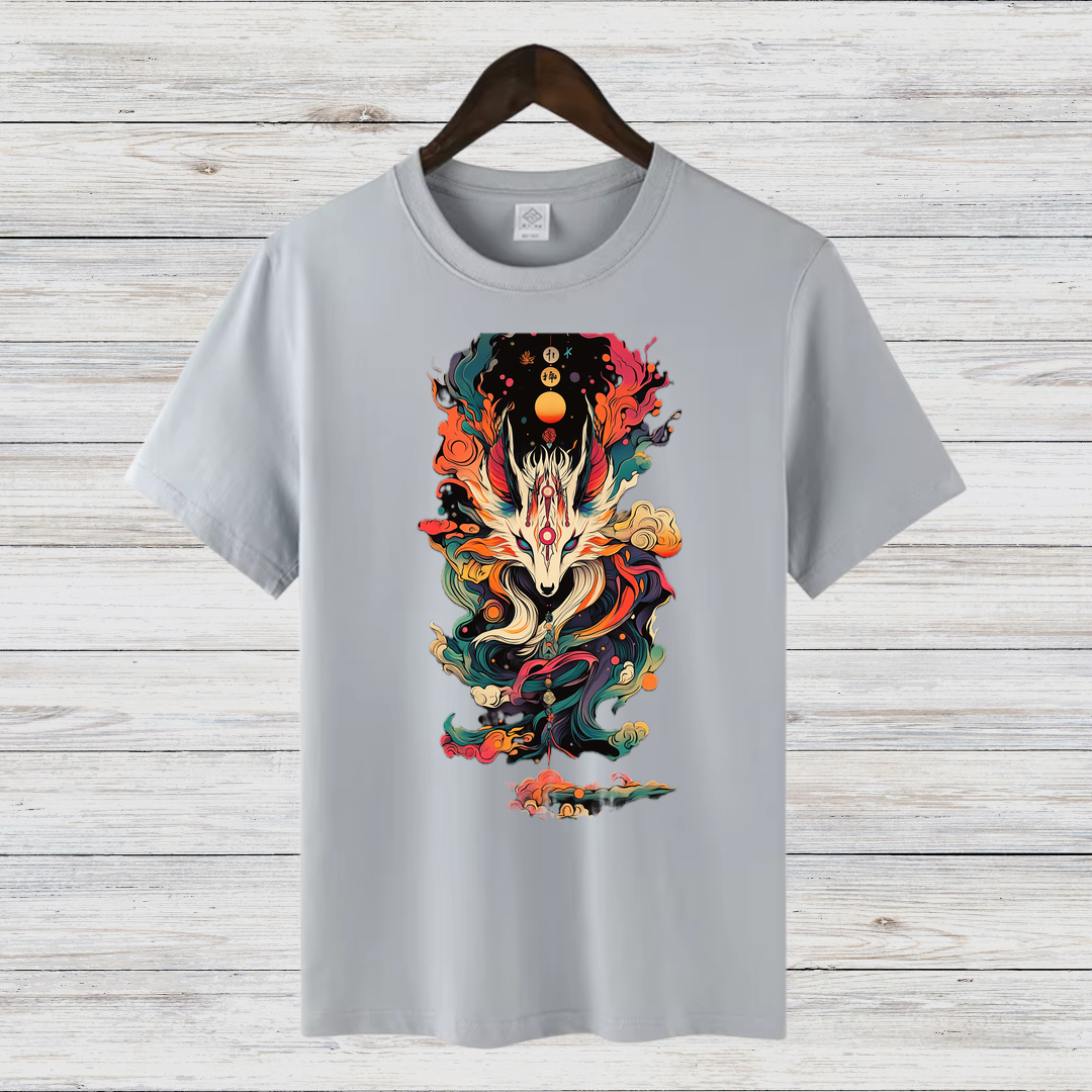 Mystischer Feuerwolf | Fantasie T-Shirt | Spirituelles Kunstdesign | Stilvolles Statement-Shirt für den Winter