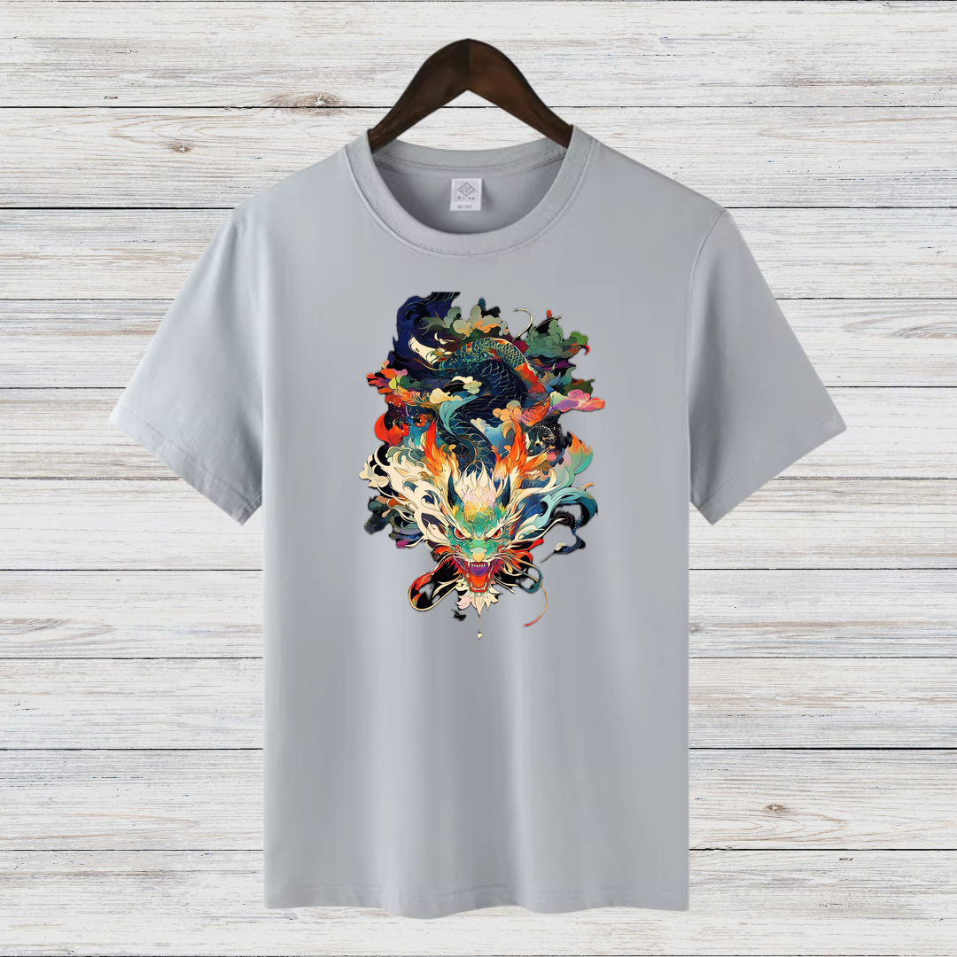 Mystischer Drache | Asiatisches Kunst T-Shirt | Stylisches Drachenmotiv | Baumwollshirt für Fantasy-Fans