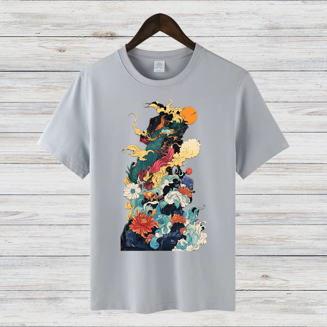 Mystisches Kunst-Shirt | Japanisches Wellen-Design | Stilvolles Winter T-Shirt | Fashion-Statement für Kreative