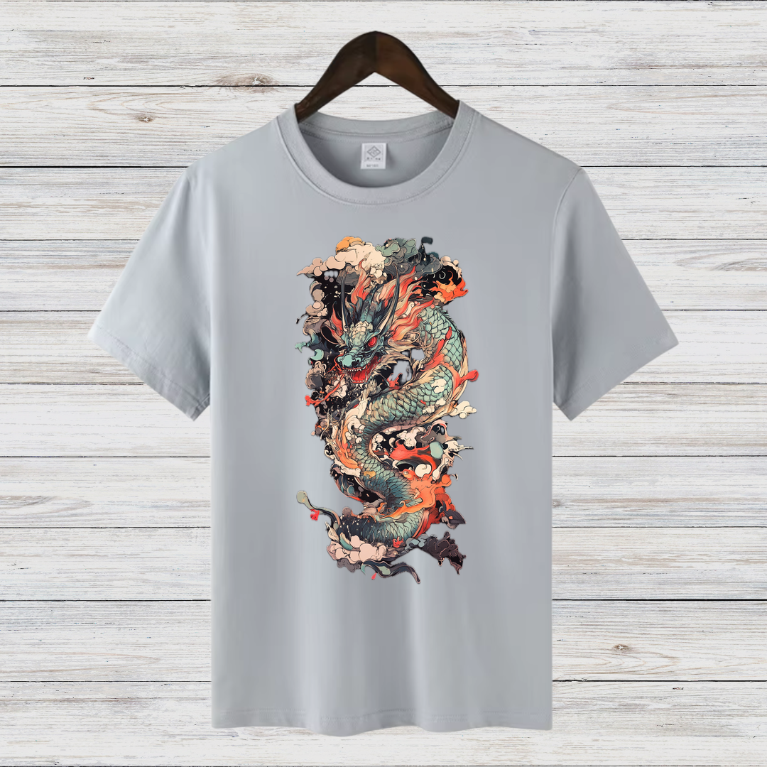 Mystischer Drache | Asiatisches Drachen T-Shirt | Kunstvolles Fantasy Shirt | Stilvolles Geschenk für Drachenfans