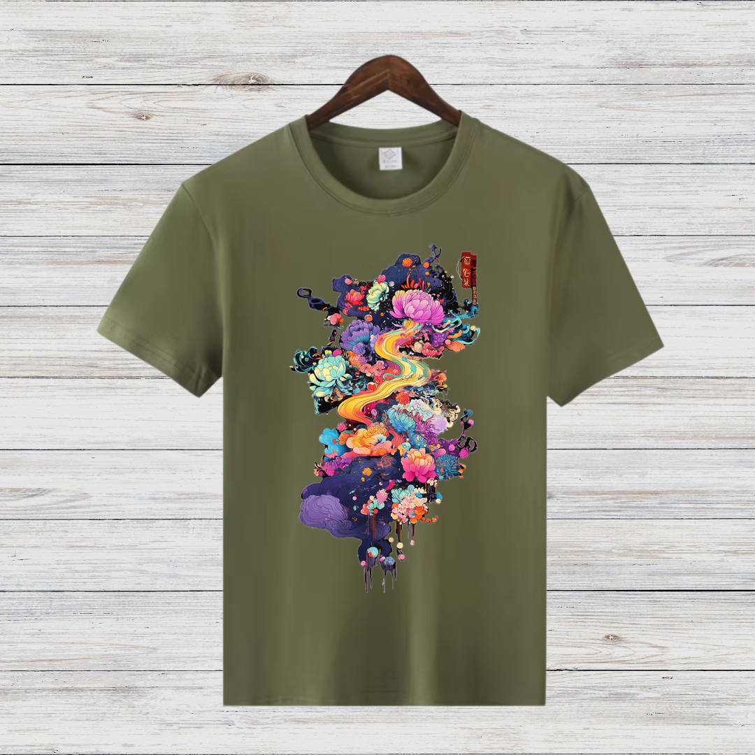 Magisches Kunst T-Shirt | Künstlerisches Design | Farbenfrohe Mode | Baumwollshirt für kreative Styles