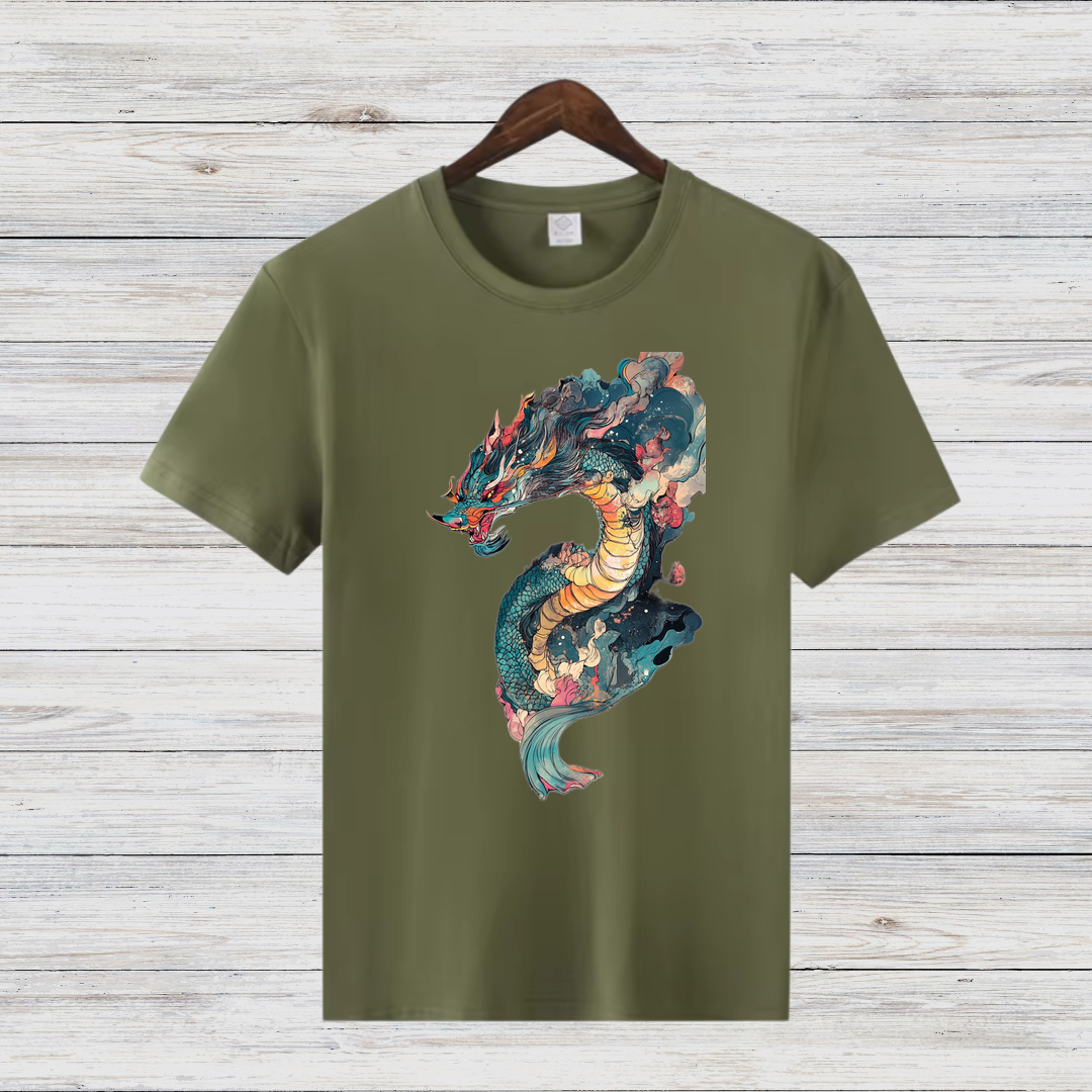 Mystischer Drache | Asiatisches Drachen T-Shirt | Fantasy Shirt für Wintertage | Baumwollshirt mit Drachenmotiv
