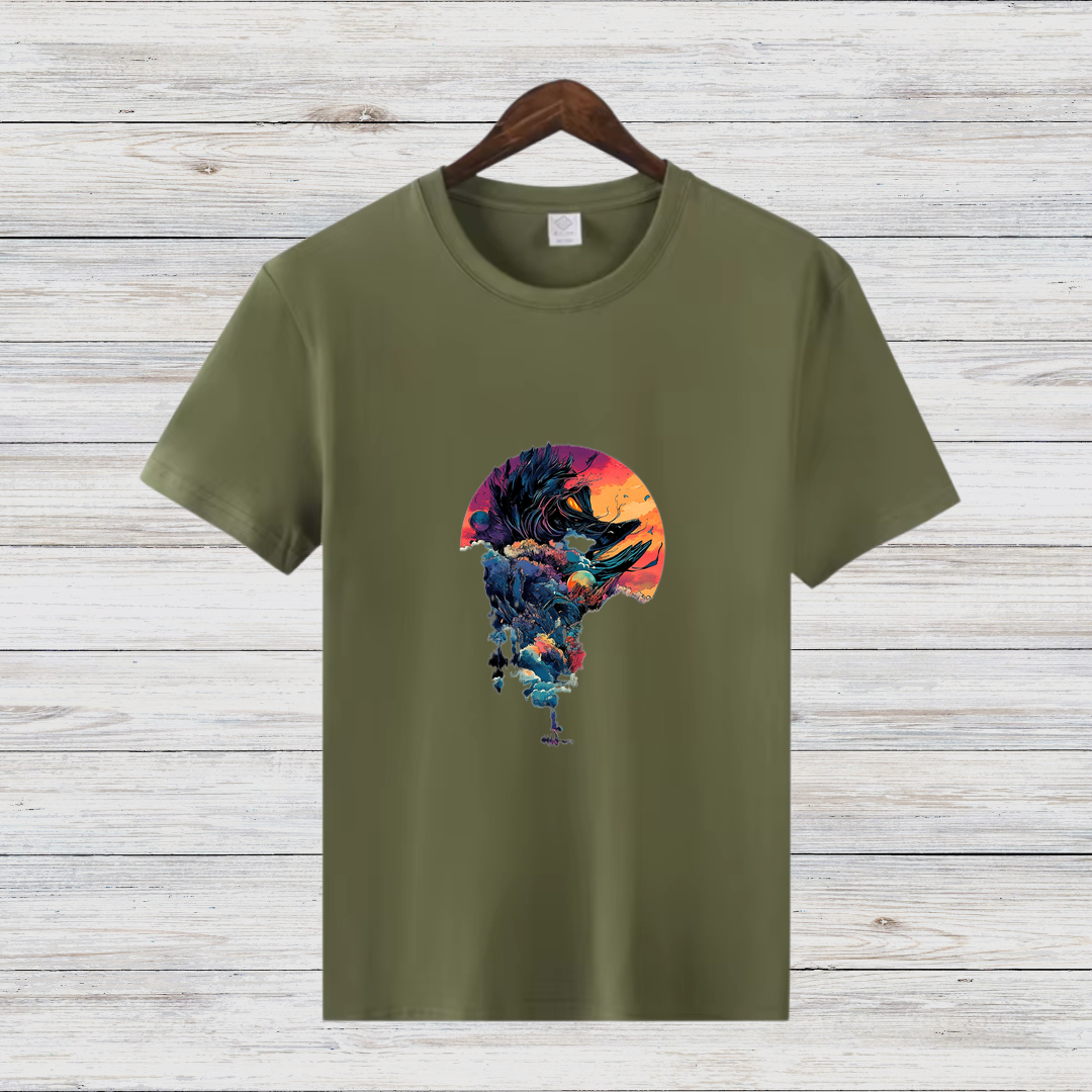 Mystischer Wolf | Künstlerisches Fantasy T-Shirt | Wildes Naturdesign | Stilvolles Statement Shirt für Tierliebhaber
