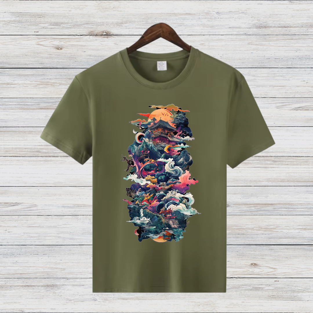 Mystisches Japan Shirt | Fantasievolles Kunst-Design | Asiatische Ästhetik | Stilvolles Baumwollshirt für den Winter