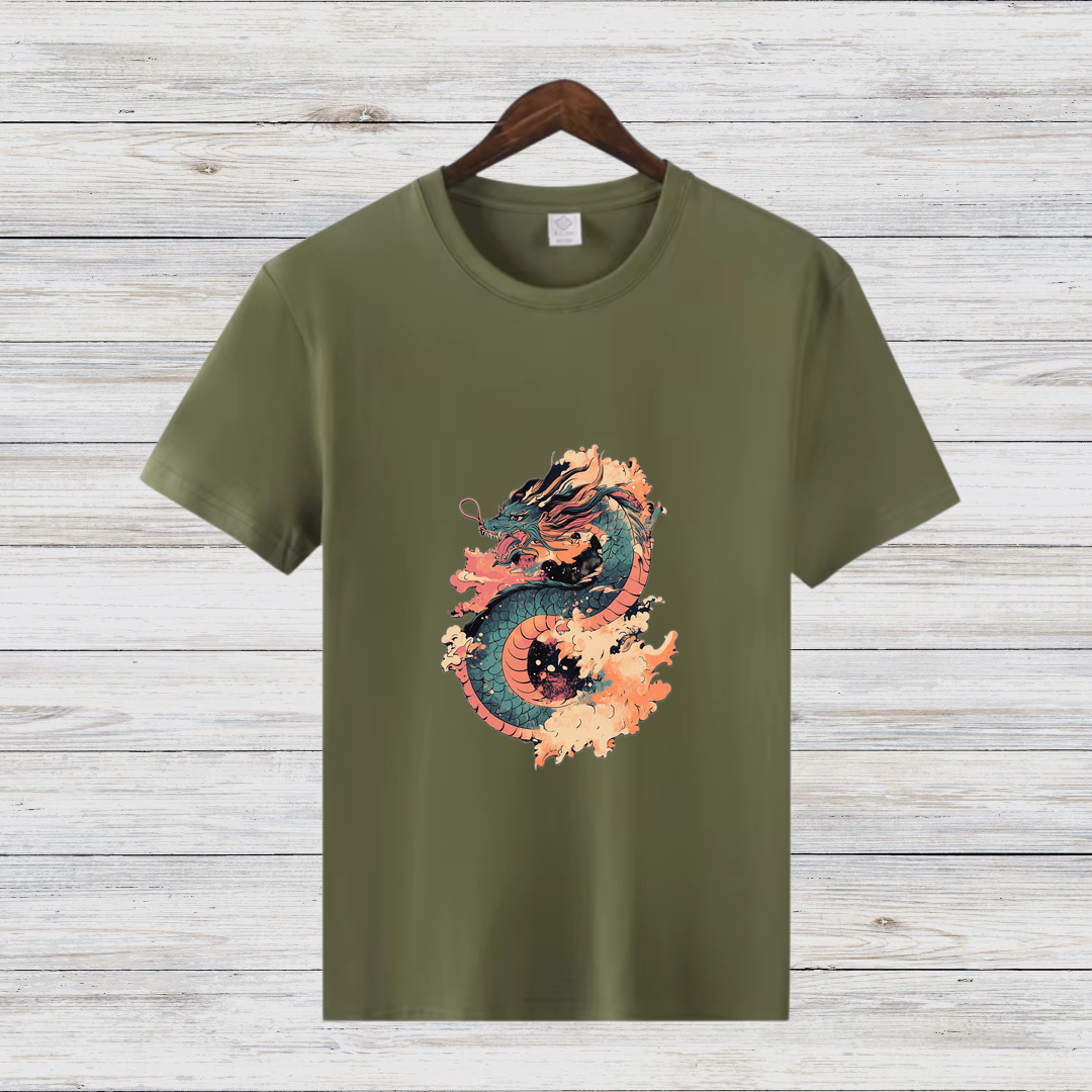 Mystischer Drache | Asiatisches Drachen T-Shirt | Winter Streetwear | Stilvolles Baumwollshirt für Dragon Fans