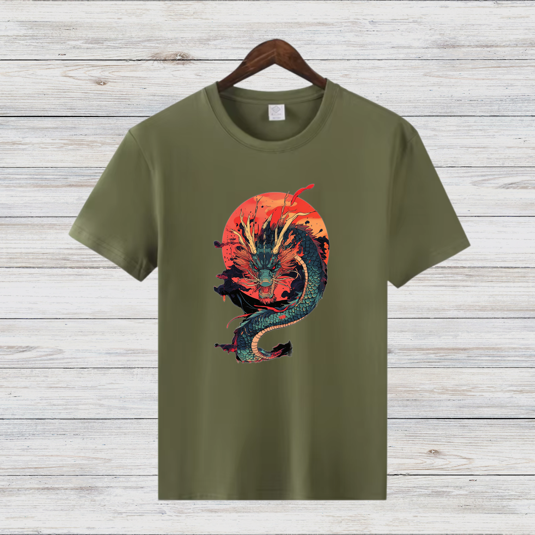 Mystischer Drache | Asiatisches Drachen T-Shirt | Kunstvolles Fantasy Design | Stilvolles Shirt für Wintertage