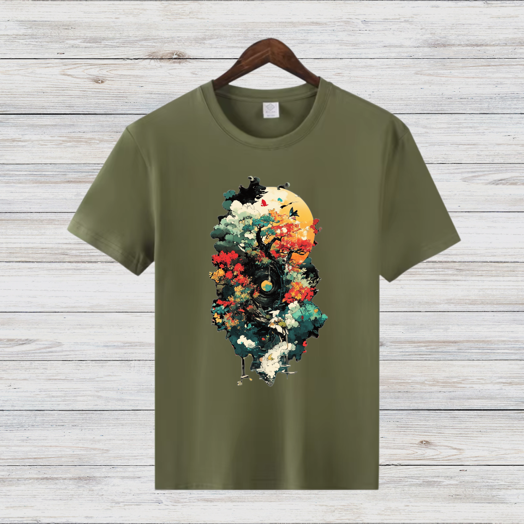 Mystischer Wald | Künstlerisches Natur T-Shirt | Fantasievolles Design | Baumwollshirt für Naturliebhaber