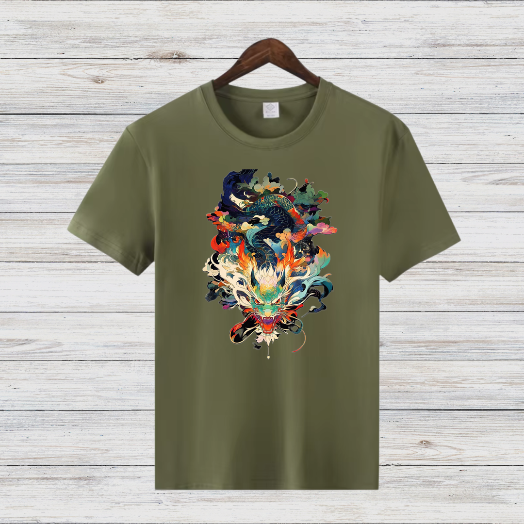 Mystischer Drache | Asiatisches Kunst T-Shirt | Stylisches Drachenmotiv | Baumwollshirt für Fantasy-Fans