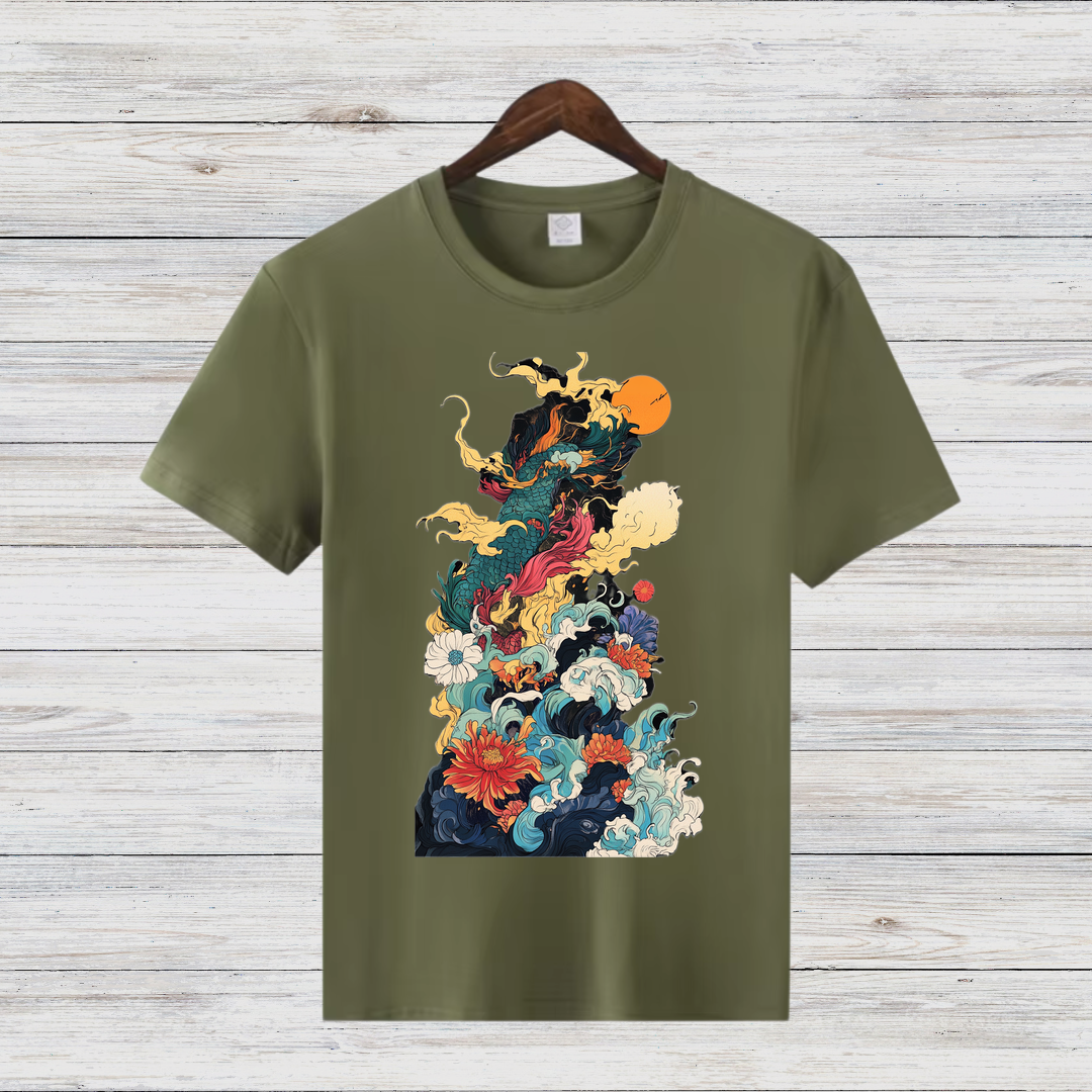 Mystisches Kunst-Shirt | Japanisches Wellen-Design | Stilvolles Winter T-Shirt | Fashion-Statement für Kreative