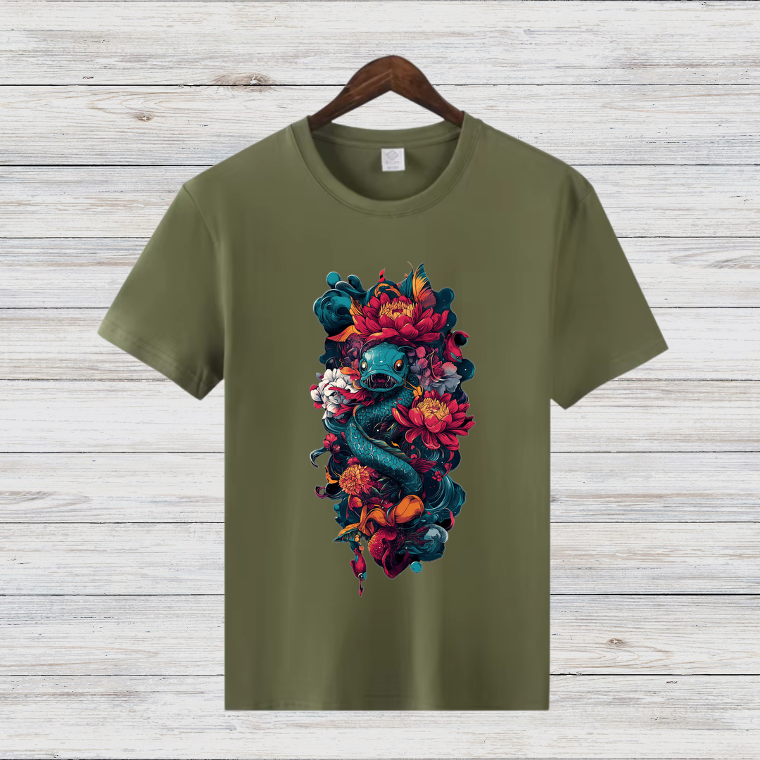 Mystische Drachenblüte | Fantasy T-Shirt | Magisches Kunstdesign | Stilvolles Statement-Shirt für den Winter