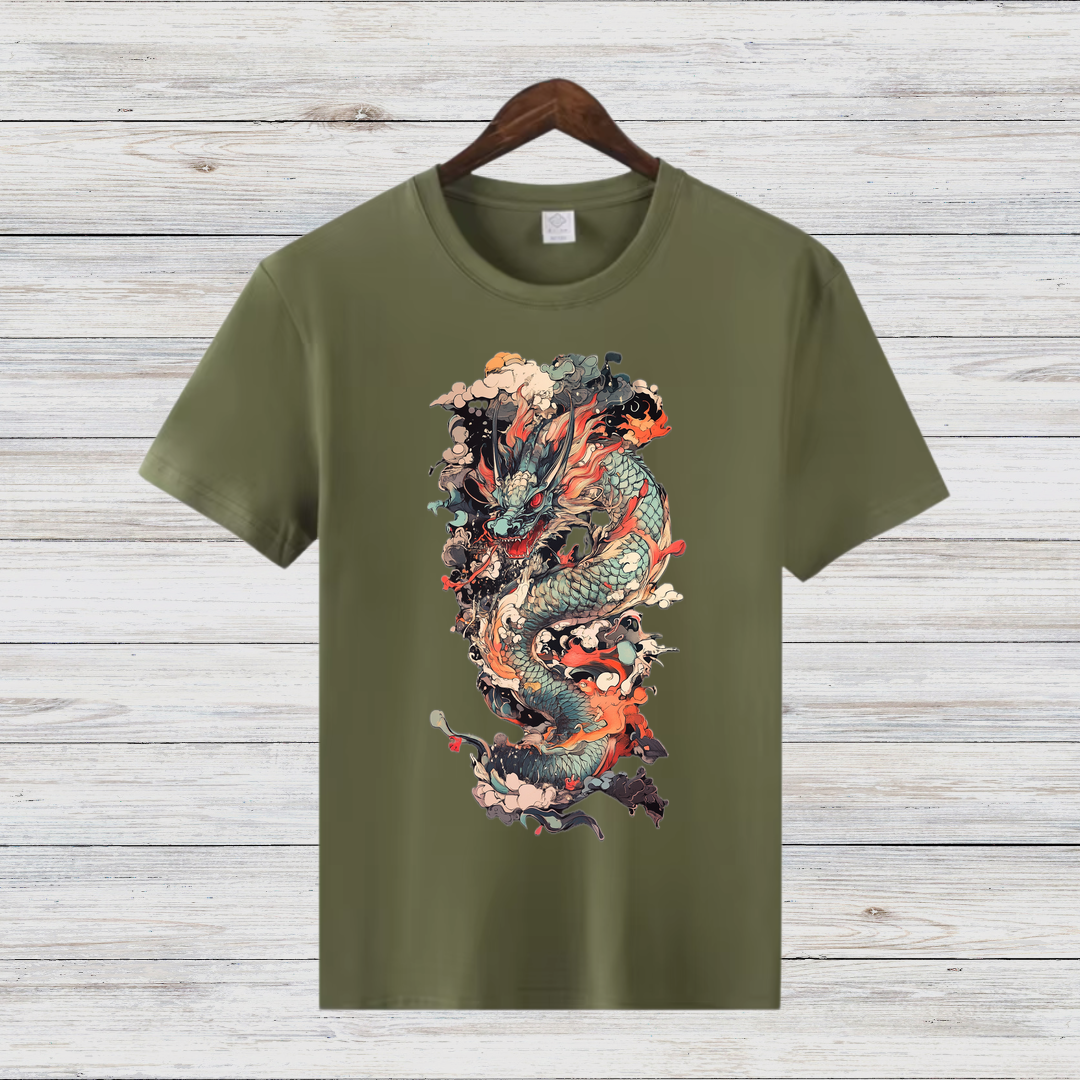Mystischer Drache | Asiatisches Drachen T-Shirt | Kunstvolles Fantasy Shirt | Stilvolles Geschenk für Drachenfans