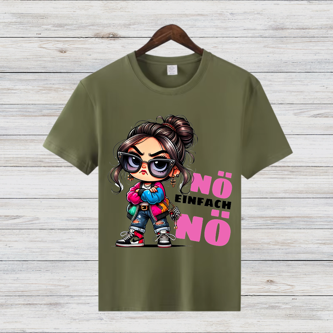 Nö Einfach Nö Shirt | Lustiges Statement Shirt | Freches Cartoon Design | Cooles T-Shirt für Damen
